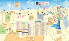 a map of the city of dubai, with all its attractions and parks on it