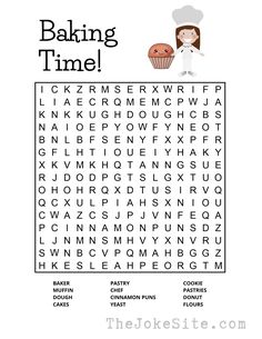 15 + Best Baking Jokes - TheJokeSite.com - Baking jokes inspired word search for the whole family Cookie Puns, Best Baking, Word Find, Cake Donuts, Pastry Dough, Good Time, Puns, The Whole