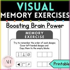 Visual Memory Exercise Worksheet for Kids: Boost Their Brain Power and Improve Their Memory Working Memory Brain GamesDo you want your kids to have sharp minds and excellent memories? If so, then you need to try our Visual Memory Exercise Worksheet for Kids!Contains : 6 Worksheets with different icons and shapesWorksheet can also help them to:Increase their concentrationImprove their problem-solving skillsSharpen their cognitive abilitiesReduce stress and anxiety Cognitive Worksheets, Memory Exercises, Memory Activities, Executive Functioning Skills, Worksheet For Kids, Memory Games For Kids, Developmental Delays, Organization Skills, Working Memory