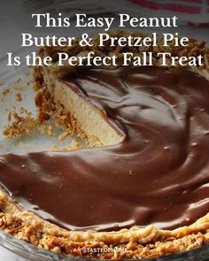 this easy peanut butter and pretzel pie is the perfect fall treat for dessert