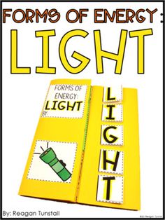 the form of energy light book is open to show it's bright yellow pages