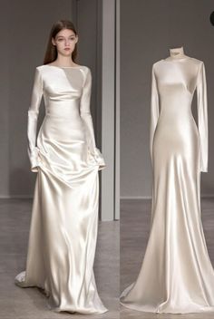 Elegant Modest Gowns, Arabic Bridesmaid Dresses, Modest Wedding Dresses Aesthetic, Modest Wedding Reception Dress, Modest White Wedding Dress, Modest Dresses Aesthetic, Elegant White Dress Classy Chic, White Gowns Elegant Classy, Modest Engagement Dress