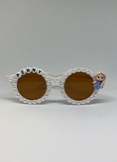 Personalized Round Pearl Sunglasses for Kids - Etsy White Plastic Sunglasses As Gift, Cute White Sunglasses As Gift, Cute White Sunglasses As A Gift, White Plastic Sunglasses For Gift, Cute White Sunglasses For Gift, Customizable White Adjustable Sunglasses, Trendy White Sunglasses With Custom Name, Cute Customizable Plastic Sunglasses, Custom Name Fun Sunglasses For Summer