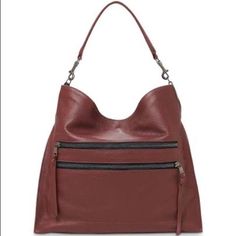 Botkier Leather Hobo Malbec Color Large Handle Can Be Removed To Make A Clutch Large Hobo Bag, Leather Hobo Handbags, Hobo Crossbody Bag, Fossil Handbags, Leather Hobo Bag, Made In Brazil, Malbec, Hobo Handbags, Leather Hobo