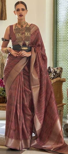 Beige and Brown color Saree in Organza Silk fabric with Weaving work Glitter Saree, Floral Organza Saree, Half And Half Saree, Trendy Saree, Saree Organza, Saree Indian Wedding, Printed Organza, Kurti For Women, Organza Silk Saree