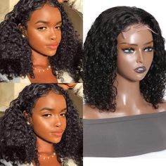 UNice Water Wave Human Hair 4x4 Lace Closure Short Bob Real Hair Wigs For African American Women 150% Density, Short Curly Bob wig Bob Closure Wig, Bob Closure, Water Wave Bob Wig, Water Wave Bob, Short Curly Bob, Curly Bob Wigs, Real Hair Wigs, Hair Knot, Curly Bob Hairstyles