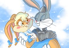 an image of a cartoon rabbit kissing another bunny