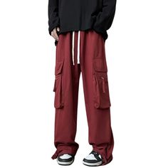 Embrace urban-chic with our High Street Hip Hop Pocket Zip Cargo Pants. These stylish pants feature a modern twist on the classic cargo design with added zipper details and convenient pockets. Elevate your street style and stay on-trend with this must-have fashion staple. Features: -85% Cotton,15% Polyester -Mid-rise waist -Multi-Pockets -Regular Fit -Japanese style Red Baggy Hip Hop Pants, Baggy Red Cargo Pants With Side Pockets, Red Baggy Cargo Pants With Pockets, Red Baggy Parachute Pants For Streetwear, Hip Hop Cargo Pants With Pockets For Fall, Red Streetwear Cargo Pants, Baggy Red Cargo Pants With Cargo Pockets, Red Baggy Parachute Pants With Cargo Pockets, Red Parachute Pants With Pockets For Streetwear