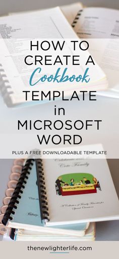 an open notebook with the title how to create a cookbook template in microsoft word