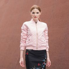 FREE SHIPPING quilting bomber jacket women spring coat zipper long sleeve winter jacket cotton-padded pink outwears JKP2784 Pink Zipper Closure Outerwear For Spring, Trendy Pink Outerwear With Zipper Closure, Pink Long Sleeve Outerwear With Zipper, Pink Long Sleeve Outerwear With Zipper Closure, Philosophy Clothing, Womens Spring Coat, Swimsuit Outfit, Casual Outwear, Girl Beach