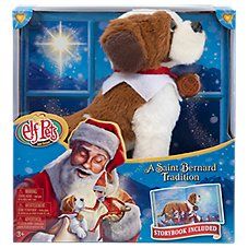 the stuffed dog is dressed as santa claus