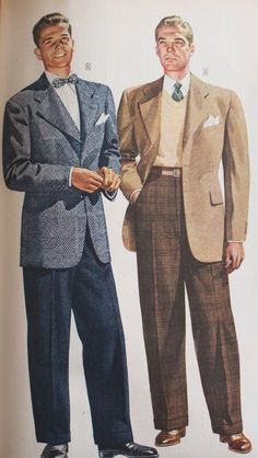 1950s Mens Clothing, 40s Mens Fashion, 40s Mode, 1940s Mens Fashion, 50s Clothing, Graphic Communication, 1940s Suit, Zoot Suit