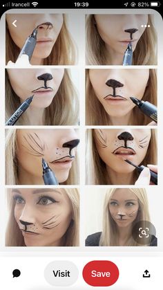 Lion Makeup Halloween Easy, Kids Cat Costume Makeup, Simple Cat Face Paint For Women, Cat Halloween Costumes For Women Make Up, How To Paint A Cat Face For Halloween, Lion Makeup Easy, Easy Cat Makeup Halloween Kids, Easy Cat Makeup Halloween Diy, Kids Cat Makeup Halloween