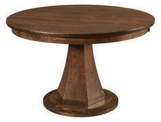 a round wooden table with two pedestals on each side and one end at the top