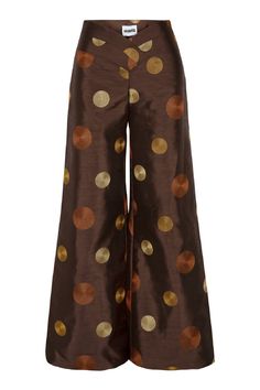 The Marte trousers are one of our favourite pieces of the season! With a medium rise and wide leg, it has a very original waistband in the shape of a slight peak. Made in a slightly satiny fabric, it is embroidered with mustard and orange circles that simulate the galaxy! Combine it with our lilibeth sunshine or sunset shirt or with any silk blouse to dazzle at any event. We also love it with a light strapless top for summer nights!Made in Spain. Embroidered Circles, Sunset Shirt, Top For Summer, The Galaxy, Summer Nights, Slow Fashion, Silk Blouse, Satin Fabric, Orange Color