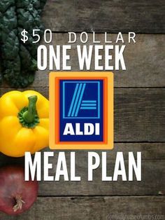 an ad for aldi meal plan with peppers and broccoli next to it