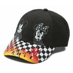 Oh Boy! Vans And Disney Return With A Full Collection Of Footwear And Apparel To Celebrate The 90th Anniversary Of One Of The Most Iconic And Beloved Characters, Mickey Mouse. Designed To Commemorate Mickey Mouse's Spirit And Evolution, The Disney X Vans Punk Mickey Mouse Court Side Hat Is A 100% Polyester Fashion Cap With A Printed Checkerboard Flame Bill And Front Panels Featuring Mickey Mouse And Minnie Mouse. Mickey Mouse Vans, Vans Hat, Disney Hat, Disney Punk, Brown Vans, Purple Vans, Vans Hats, Yellow Vans, Wall Hats