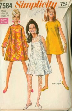 tent dresses Vintage Sewing Patterns 1980s, Couple Dresses, Simplicity Dress, Teen Dress, Vintage Dress Patterns