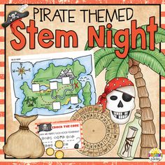 Ahoy, adventurous educators! Prepare to set sail for an unforgettable evening of learning and fun with our Pirates Family STEM Night!This super-fun resource provides everything you need to host an engaging STEM night for a large crowd. With five thrilling STEM challenge stations, station posters, participant instructions, and printouts to enhance the excitement, your students will be immersed in hands-on learning from start to finish. Designed to be completed in about 90 minutes!Editable family Stem Night Themes, Pirate Stem Activities, Pirate Craft, Stem Night, Pirate Week, Kids Pirate Party, Elementary Music Room, Pirate Names, Summer Stem