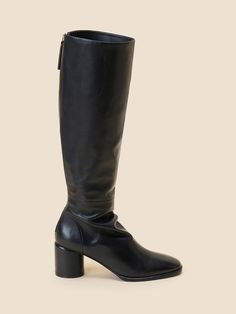 Composition : Sheep LeatherColor : BlackCountry of Origin : China Black Calf Leather Boots Medium Width, Black Calf Leather Ankle Boots, Black Calf Leather Ankle Heeled Boots, Classic Black Knee-high Boots Medium Width, Black Knee-high Boots With Leather Lining For Fall, Modern Black Leather Knee-high Boots, Black Calf Leather Boots With Leather Lining, Black Knee-high Platform Boots With Leather Lining, Black Leather Knee-high Heeled Boots