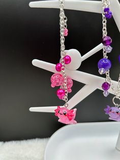 Casual Nickel-free Charm Bracelet As Gift, Cute Nickel-free Charm Bracelet For Friendship, Pink Novelty Jewelry With Lobster Clasp, Novelty Pink Jewelry With Lobster Clasp, Cute Purple Charm Bracelet For Friendship, Trendy Beaded Bracelet Perfect For Gift, Cute Dangle Charm Bracelet With Lobster Clasp, Playful Silver Beaded Bracelets As Gifts, Playful Silver Beaded Bracelets For Gifts