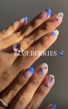 Asian Style Nail Art, Painted Natural Nails Ideas, Simple At Home Nail Designs, Funky Short Nail Designs, Easy Fruit Nails, Natural Nail Gel Designs, Cool Simple Nails, Simple Unique Nails, Small Nail Designs