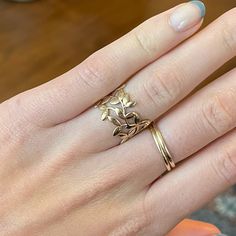 Material: 14k Yellow Gold Size 5 Gold Leaf Ring, Gold Leaf Rings, Leaf Ring, Ring Color, Gold Yellow, Womens Jewelry Rings, Gold Leaf, Yellow Gold, Womens Sizes