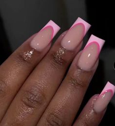 Do you guys have any ideas? Pink Tip Nails, French Tip Nail Designs, Hard Nails, White Acrylic Nails, Summery Nails, French Acrylic Nails