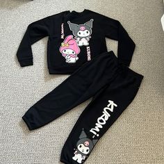 New Without Tags. Kuromi My Melody Set Size M They Were Purchased Separately And Paired Together. Kuromi Core Outfit, Kromium Hello Kitty, Kuromi Inspired Outfit, My Melody Outfit, Kuromi Black, Kuromi Clothes, Sanrio Clothes, Barbie Fashion Sketches, Kawaii Sweatshirt