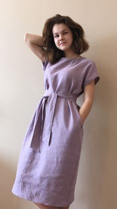 "Linen dress for women, it's elegant, minimalist, and is sure to compliment every occasion, from formal gatherings to outings with friends. Made from 100% European flax, length is ± 110 cm (43\") EASY CARE: machine washable (40 C/104 F); tumble dry on low heat; wash separately or with similar colors. Wrinkliness is part of linen's charm - the wrinklier the fabric, the purer it is. We do not recommend to iron your linens but if you must, do it on low heat when the garment is still a little damp." Elegant A-line Dress With Relaxed Fit, Cute Night Dress For Women, Plain Cotton Midi Dress For Spring, Casual Linen Plain Dress, Summer Plain Cotton Dress, Plain Linen Spring Dress, Plain Cotton Summer Dress, Plain Linen Dress For Spring, Relaxed Fit Cotton Dress In Solid Color