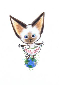 a drawing of a cat on top of a globe with the words fala'tant