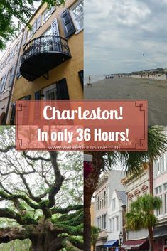 a collage of photos with the words charleston in only three hours on top and bottom