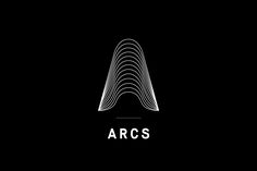 the logo for arc's is designed in black and white with an abstract design