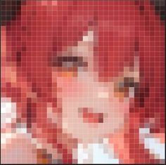 a woman with red hair and brown eyes is shown in an image made out of squares