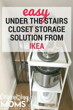 an easy under the stairs closet storage solution from ikea is great for small spaces