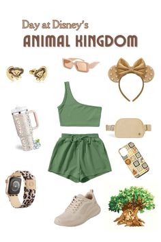 an animal kingdom outfit is shown with accessories