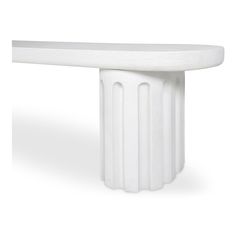 a white table with three columns on it's sides and one column at the top