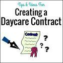 a sign that says creating a daycare contact with an image of a person holding a pen