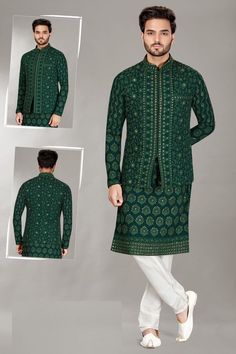 Partywear Kurta Jackets Kurta With Jacket, Mens Jacket Pattern, Lucknowi Kurta, Nehru Jacket For Men, Wedding Kurta For Men, Mehendi Outfit, Groom Dress Men, Gents Kurta Design, Kurta For Men