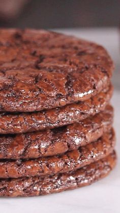 chocolate cookies stacked on top of each other