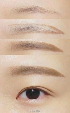 Korean Straight Eyebrows, Puppy Eyeliner, Korean Eyebrows, Eyeliner Aesthetic, Makeup Korean Style, Straight Eyebrows, Straight Brows, Membentuk Alis