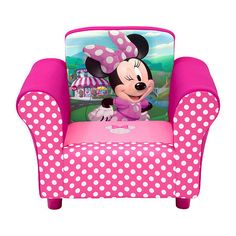 a minnie mouse chair with polka dots on it