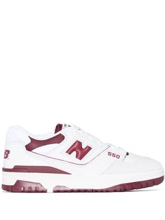 white/burgundy leather panelled design logo patch to the side logo patch at the tongue branded insole round toe front lace-up fastening flat rubber sole