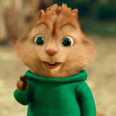 the chipmunz is wearing a green shirt