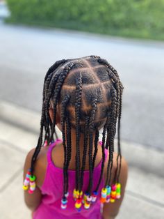 Hair Styles With Beads Kids, Girl Beaded Hairstyles, Toddler Knotless Braids With Beads, Kids Box Braids With Beads, Kids Knotless Box Braids With Beads, Hairstyles With Beads For Kids, Toddler Knotless Braids, Toddler Box Braids, Toddler Braids With Beads