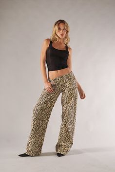 Printed Jeans, Wild Child, Baggy Fits, Cheetah Print, Low Rise, Pants, Trousers