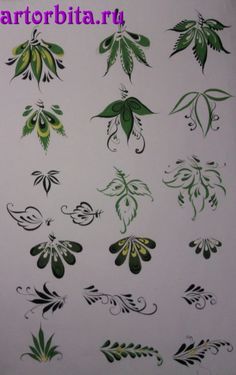 an assortment of green and black floral designs on a white background with the words tattoobitar