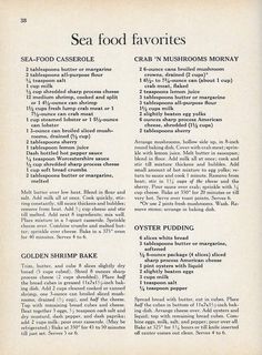 an old recipe for sea food favorites