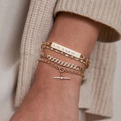 14k Princess Diamond & Diamond Bar Toggle Rolo Bracelet Curb Chain Bracelet, Gold Chain Bracelet, Yellow Jewelry, Diamond Mosaic, Diamond Bar, Toggle Bracelet, Stacked Jewelry, Bar Bracelets, Gold Bracelet Chain