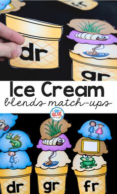 an ice cream themed match - up with the words dr seuss and frisbees